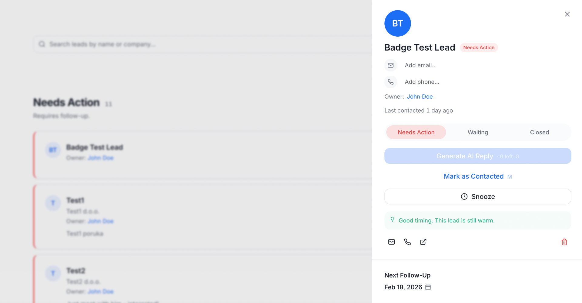 Followo AI message composer with one-click send